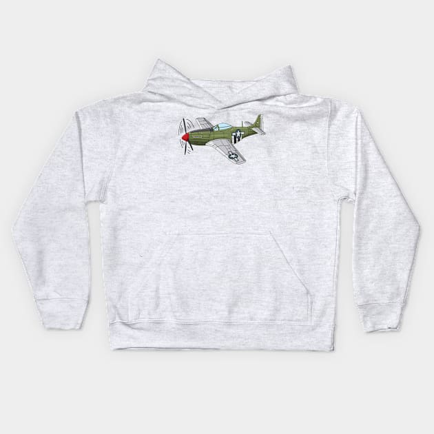 Military plane cartoon illustration Kids Hoodie by Cartoons of fun